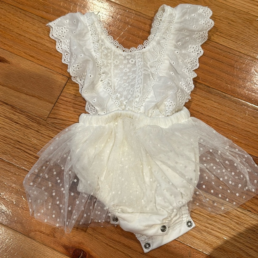 Reverie Threads | white romper | baby girl | 12 months